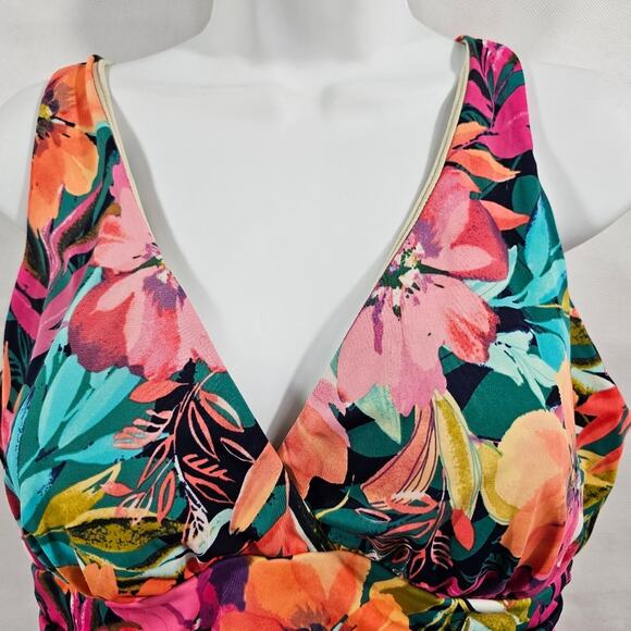 Trimshaper Tummy Control Floral Multicolor Swimsuit Women's Size 16 - Picture 2 of 8